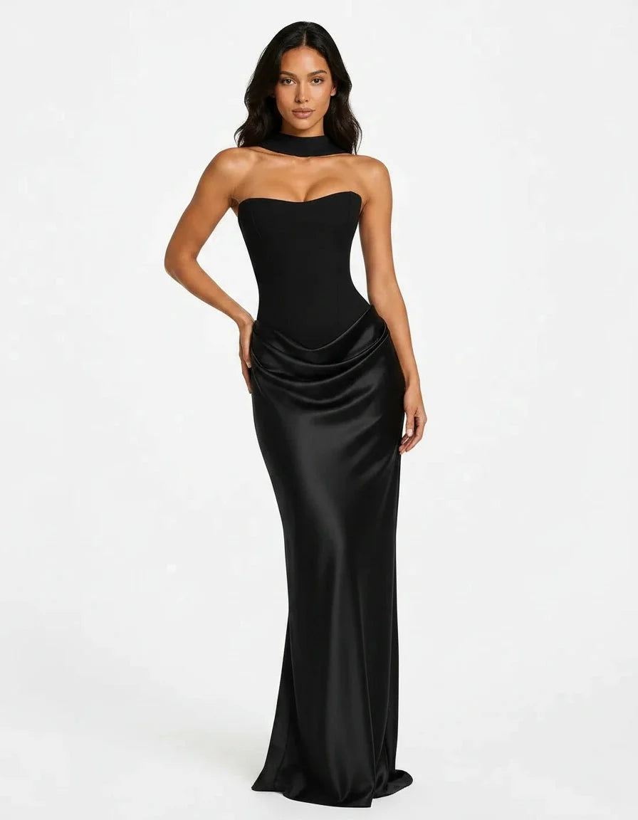 Vespera — La Robe En Satin à Lacets Corset — Noir, photo 13